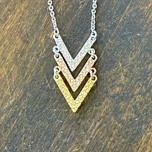 Touchstone Crystal by Swarovski Triple V Necklace - Tri-Color Boho